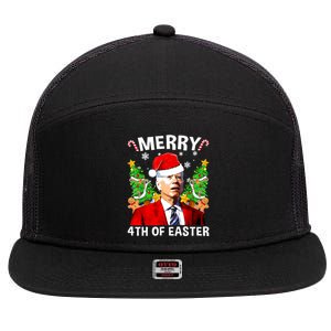 Funny Joe Biden Christmas Santa Hat Merry 4th Of Easter Xmas 7 Panel Mesh Trucker Snapback Hat