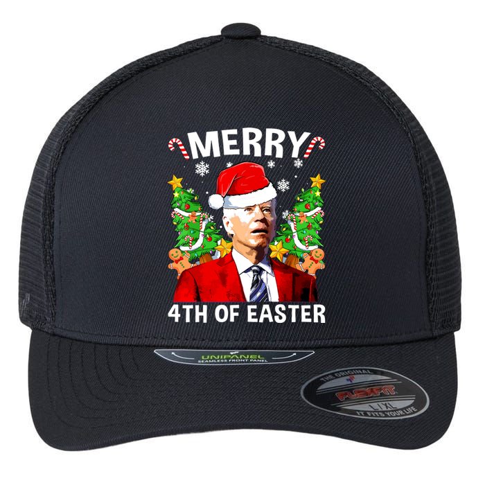 Funny Joe Biden Christmas Santa Hat Merry 4th Of Easter Xmas Flexfit Unipanel Trucker Cap