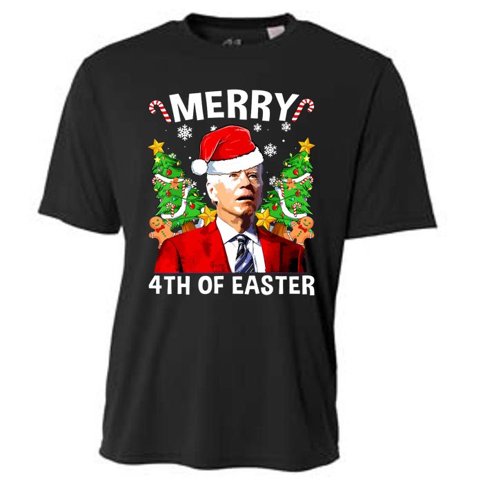 Funny Joe Biden Christmas Santa Hat Merry 4th Of Easter Xmas Cooling Performance Crew T-Shirt