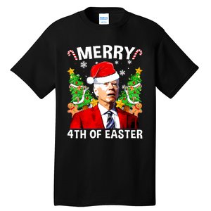 Funny Joe Biden Christmas Santa Hat Merry 4th Of Easter Xmas Tall T-Shirt