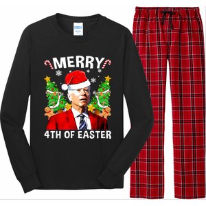 Funny Joe Biden Christmas Santa Hat Merry 4th Of Easter Xmas Long Sleeve Pajama Set