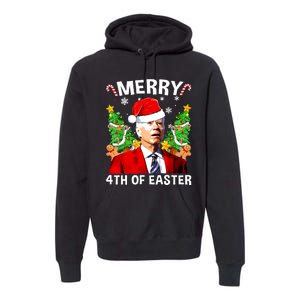 Funny Joe Biden Christmas Santa Hat Merry 4th Of Easter Xmas Premium Hoodie