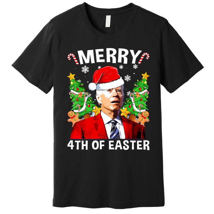 Funny Joe Biden Christmas Santa Hat Merry 4th Of Easter Xmas Premium T-Shirt