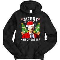 Funny Joe Biden Christmas Santa Hat Merry 4th Of Easter Xmas Tie Dye Hoodie