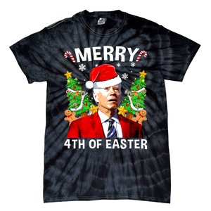 Funny Joe Biden Christmas Santa Hat Merry 4th Of Easter Xmas Tie-Dye T-Shirt