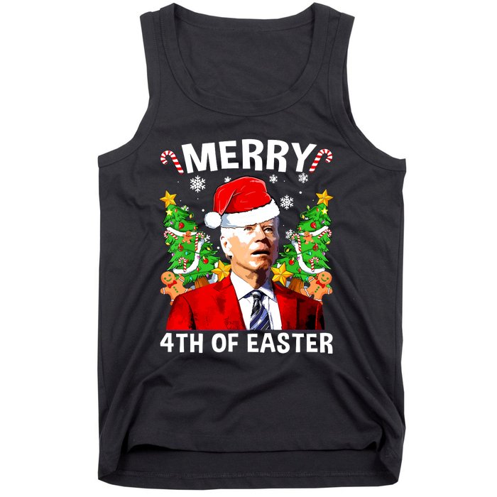 Funny Joe Biden Christmas Santa Hat Merry 4th Of Easter Xmas Tank Top