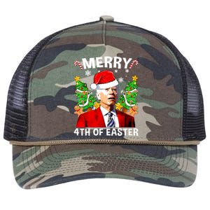 Funny Joe Biden Christmas Santa Hat Merry 4th Of Easter Xmas Retro Rope Trucker Hat Cap