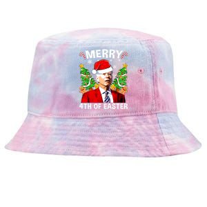 Funny Joe Biden Christmas Santa Hat Merry 4th Of Easter Xmas Tie-Dyed Bucket Hat