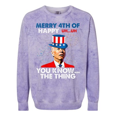 Funny Joe Biden Merry 4th Of You Know..The Thing 4th Of July Colorblast Crewneck Sweatshirt