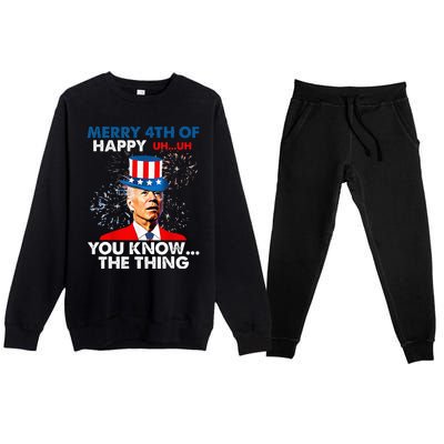 Funny Joe Biden Merry 4th Of You Know..The Thing 4th Of July Premium Crewneck Sweatsuit Set