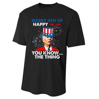 Funny Joe Biden Merry 4th Of You Know..The Thing 4th Of July Performance Sprint T-Shirt