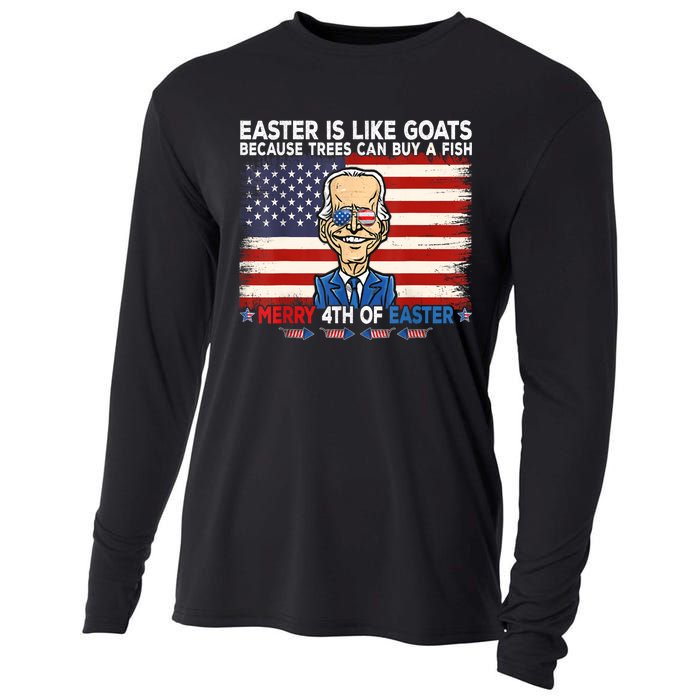 Funny Joe Biden Merry 4th Of Easter Design Fourth Of July Cooling Performance Long Sleeve Crew