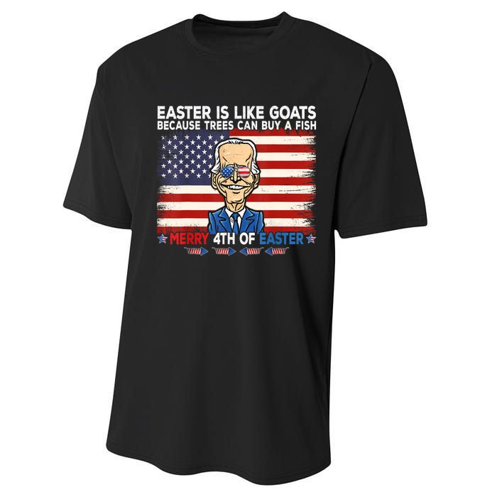 Funny Joe Biden Merry 4th Of Easter Design Fourth Of July Performance Sprint T-Shirt