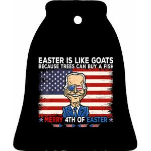 Funny Joe Biden Merry 4th Of Easter Design Fourth Of July Ceramic Bell Ornament