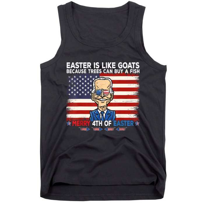 Funny Joe Biden Merry 4th Of Easter Design Fourth Of July Tank Top