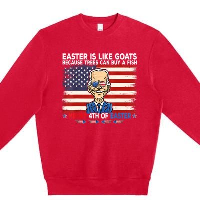 Funny Joe Biden Merry 4th Of Easter Design Fourth Of July Premium Crewneck Sweatshirt