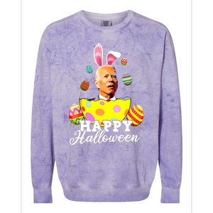 Funny Joe Biden Happy Halloween Confused Easter Biden Bunny Colorblast Crewneck Sweatshirt