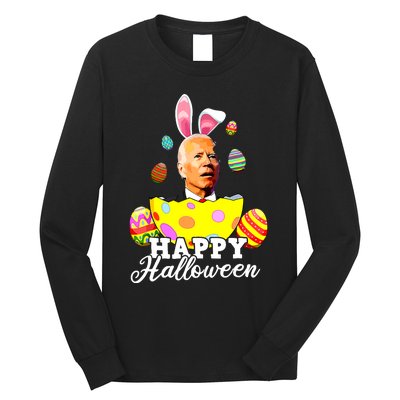 Funny Joe Biden Happy Halloween Confused Easter Biden Bunny Long Sleeve Shirt