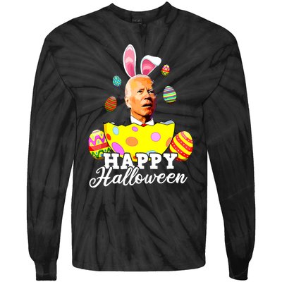 Funny Joe Biden Happy Halloween Confused Easter Biden Bunny Tie-Dye Long Sleeve Shirt