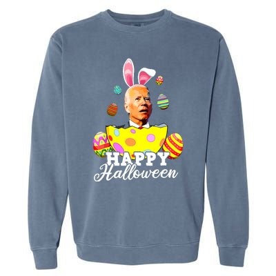 Funny Joe Biden Happy Halloween Confused Easter Biden Bunny Garment-Dyed Sweatshirt