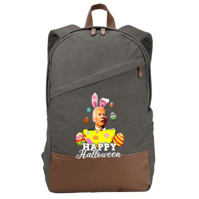 Funny Joe Biden Happy Halloween Confused Easter Biden Bunny Cotton Canvas Backpack