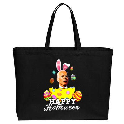 Funny Joe Biden Happy Halloween Confused Easter Biden Bunny Cotton Canvas Jumbo Tote