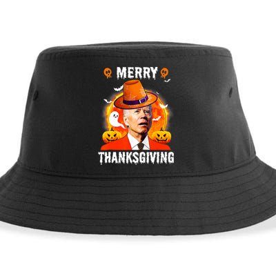 Funny Joe Biden Confused Merry Thanksgiving For Halloween Sustainable Bucket Hat