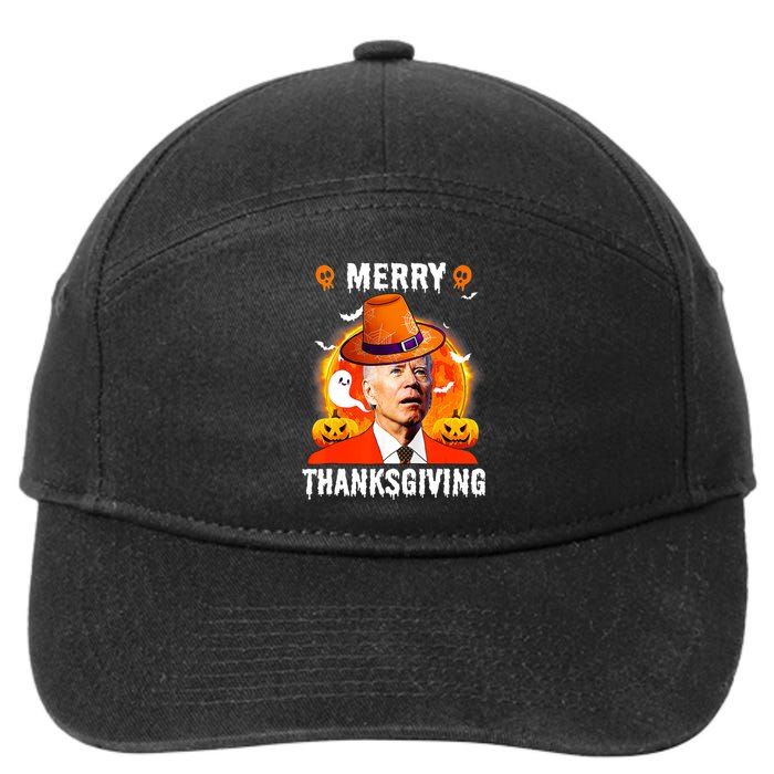 Funny Joe Biden Confused Merry Thanksgiving For Halloween 7-Panel Snapback Hat