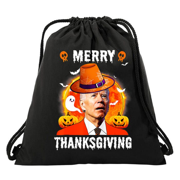 Funny Joe Biden Confused Merry Thanksgiving For Halloween Drawstring Bag