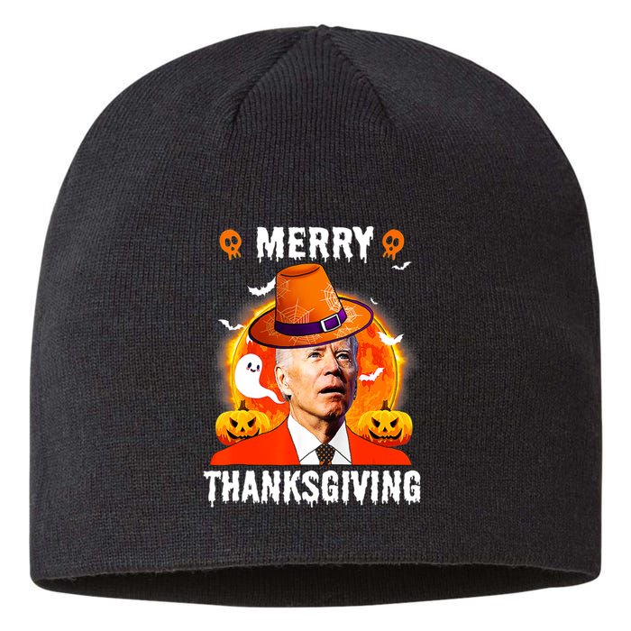 Funny Joe Biden Confused Merry Thanksgiving For Halloween Sustainable Beanie