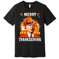 Funny Joe Biden Confused Merry Thanksgiving For Halloween Premium T-Shirt