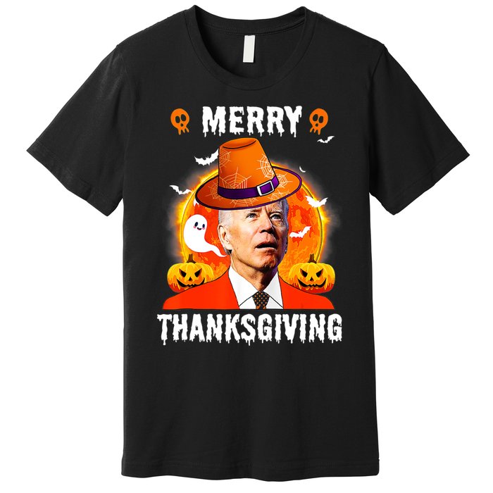 Funny Joe Biden Confused Merry Thanksgiving For Halloween Premium T-Shirt