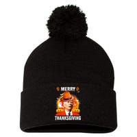 Funny Joe Biden Confused Merry Thanksgiving For Halloween Pom Pom 12in Knit Beanie