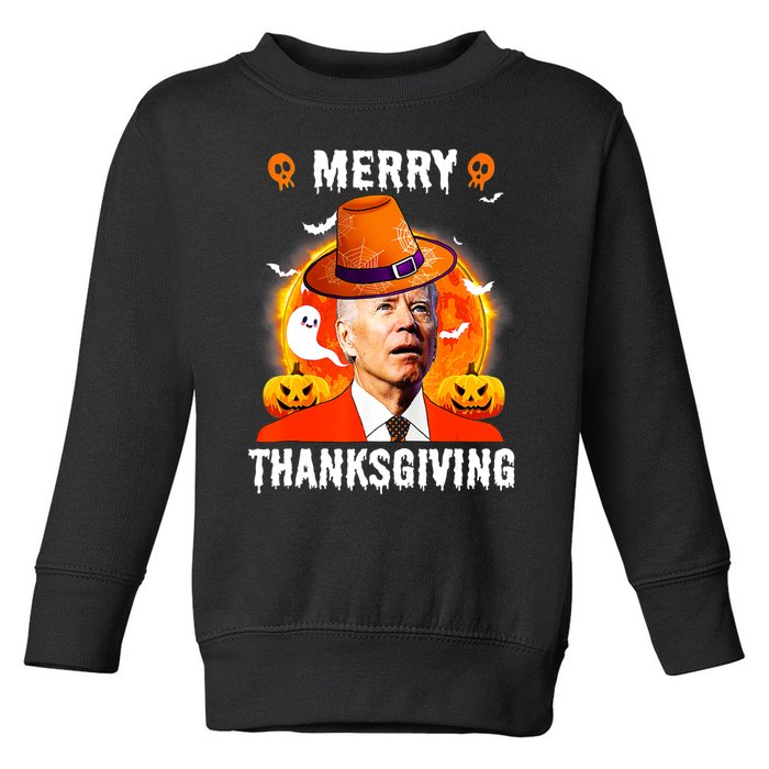 Funny Joe Biden Confused Merry Thanksgiving For Halloween Toddler Sweatshirt