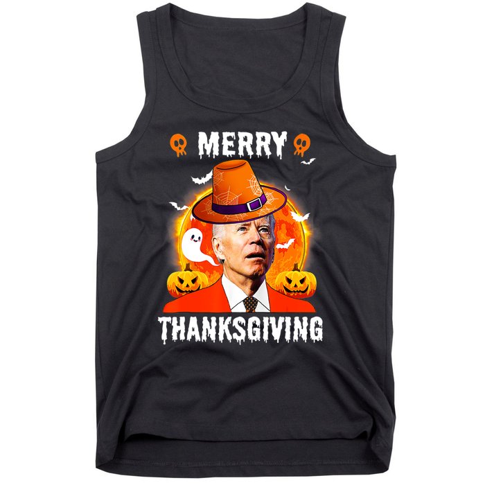 Funny Joe Biden Confused Merry Thanksgiving For Halloween Tank Top