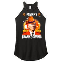 Funny Joe Biden Confused Merry Thanksgiving For Halloween Women's Perfect Tri Rocker Tank