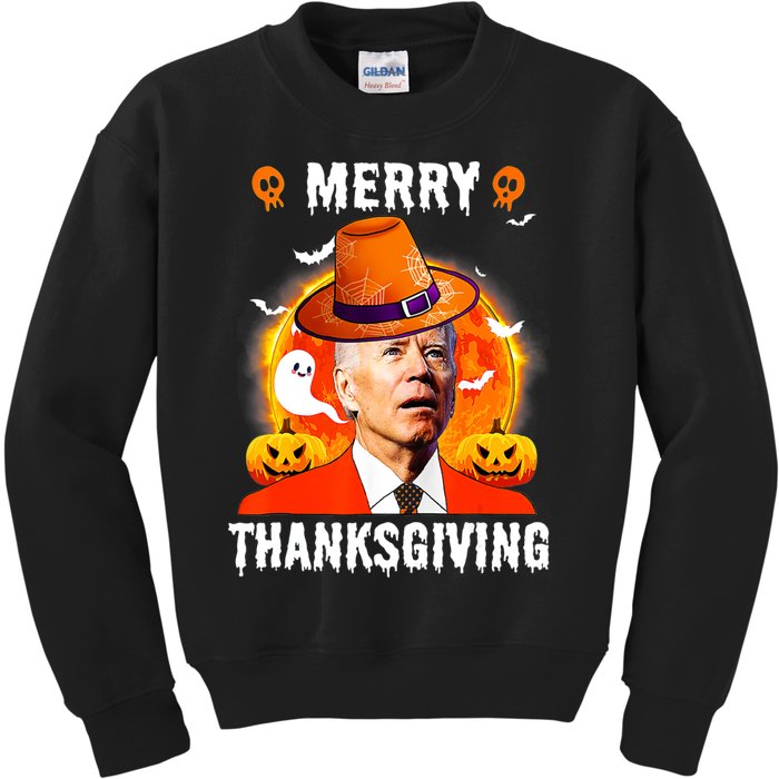 Funny Joe Biden Confused Merry Thanksgiving For Halloween Kids Sweatshirt