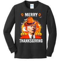 Funny Joe Biden Confused Merry Thanksgiving For Halloween Kids Long Sleeve Shirt