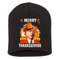 Funny Joe Biden Confused Merry Thanksgiving For Halloween Short Acrylic Beanie