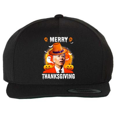 Funny Joe Biden Confused Merry Thanksgiving For Halloween Wool Snapback Cap