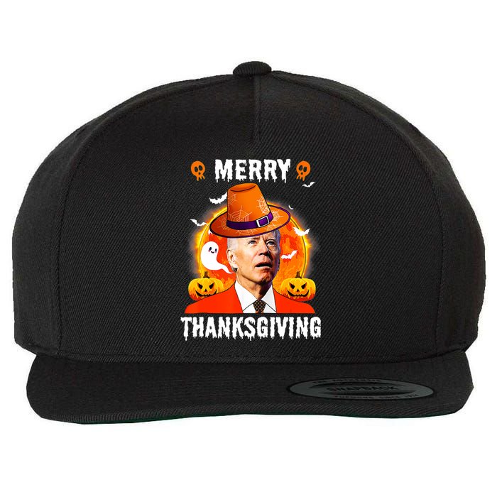 Funny Joe Biden Confused Merry Thanksgiving For Halloween Wool Snapback Cap