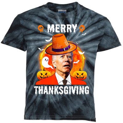 Funny Joe Biden Confused Merry Thanksgiving For Halloween Kids Tie-Dye T-Shirt