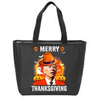 Funny Joe Biden Confused Merry Thanksgiving For Halloween Zip Tote Bag