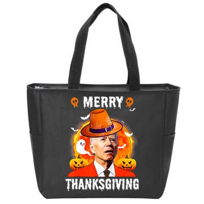 Funny Joe Biden Confused Merry Thanksgiving For Halloween Zip Tote Bag