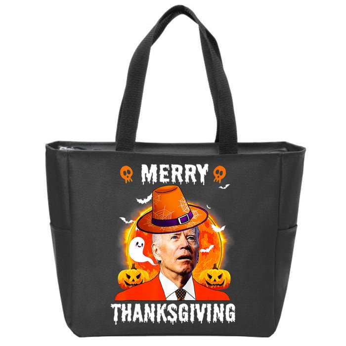 Funny Joe Biden Confused Merry Thanksgiving For Halloween Zip Tote Bag