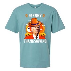 Funny Joe Biden Confused Merry Thanksgiving For Halloween Sueded Cloud Jersey T-Shirt