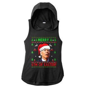 Funny Joe Biden Happy 4th Of Easter Ugly Christmas Funny Ladies PosiCharge Tri-Blend Wicking Draft Hoodie Tank