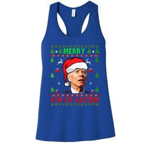 Funny Joe Biden Happy 4th Of Easter Ugly Christmas Funny Women's Racerback Tank