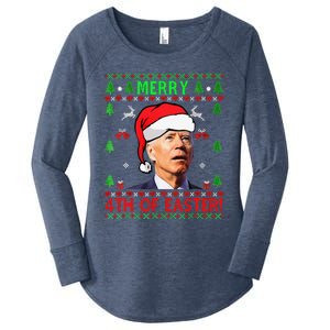 Funny Joe Biden Happy 4th Of Easter Ugly Christmas Funny Women's Perfect Tri Tunic Long Sleeve Shirt