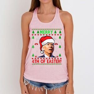 Funny Joe Biden Happy 4th Of Easter Ugly Christmas Funny Women's Knotted Racerback Tank